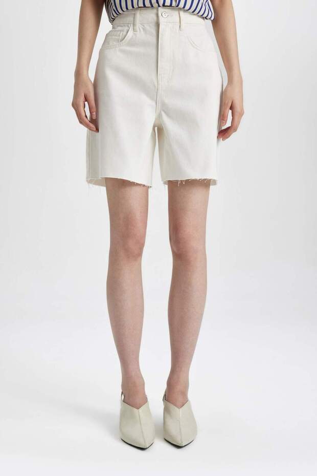 Yüksek Bel Jean Bermuda Şort C2455AX24SM - 1