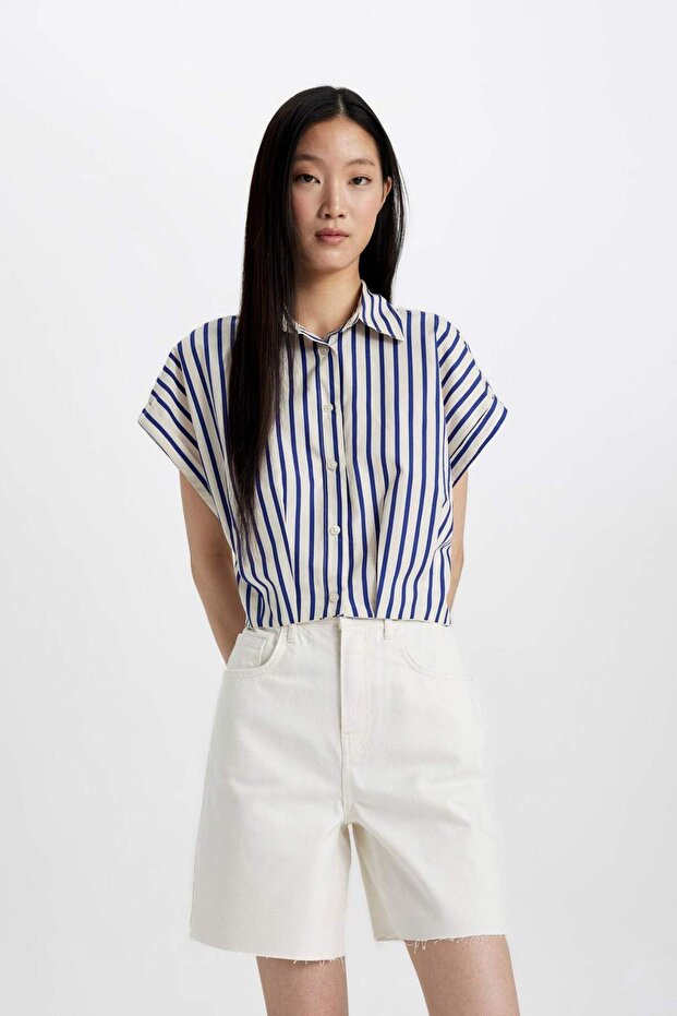 Yüksek Bel Jean Bermuda Şort C2455AX24SM - 4