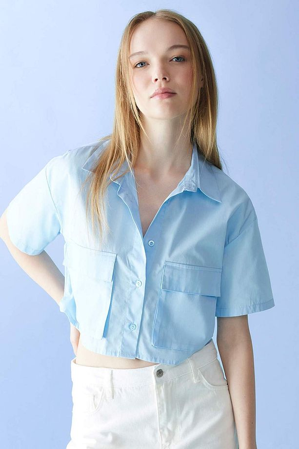 Coool Oversize Geniş Kalıp Poplin Kısa Kollu Gömlek C0739AX24SP - 1