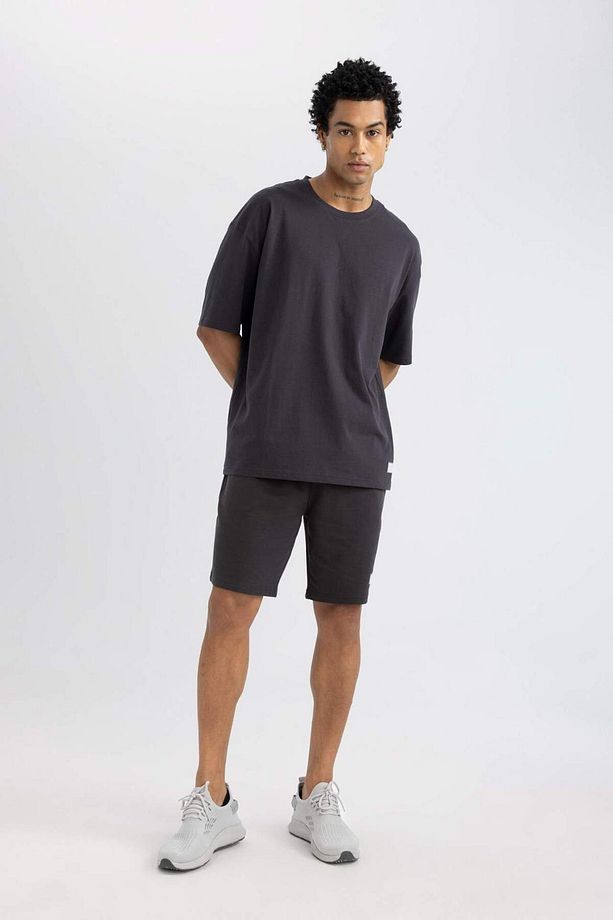DeFactoFit Slim Fit Dar Kesim Kısa Paça Sweatshirt Kumaşı Şort A1625AX24SM - 4