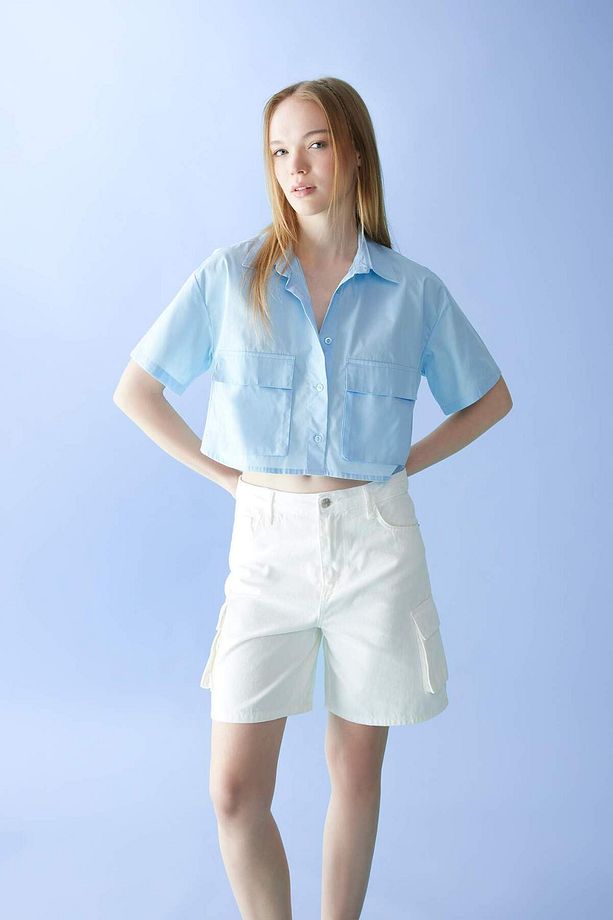 Coool Oversize Geniş Kalıp Poplin Kısa Kollu Gömlek C0739AX24SP - 3