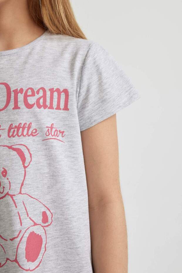 Kız Çocuk Yarım Kollu Baskılı Elbise C6969A824SM - 5