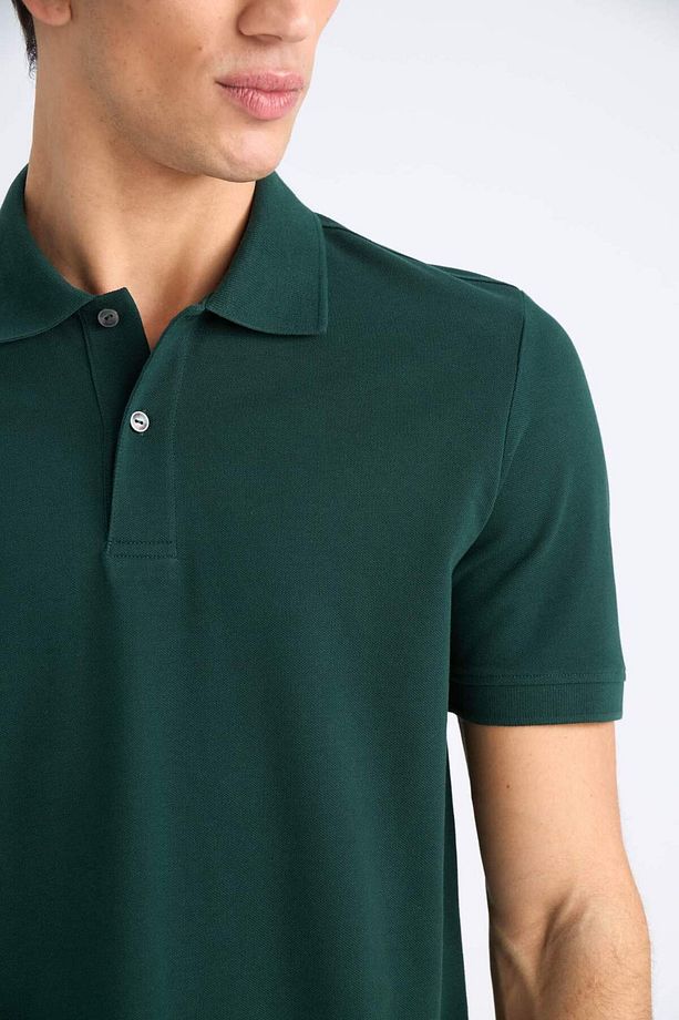 %100 Pamuk Regular Fit Polo Yaka Kısa Kollu Basic Düz Pike Kumaş Tişört C1293AX24SP - 5