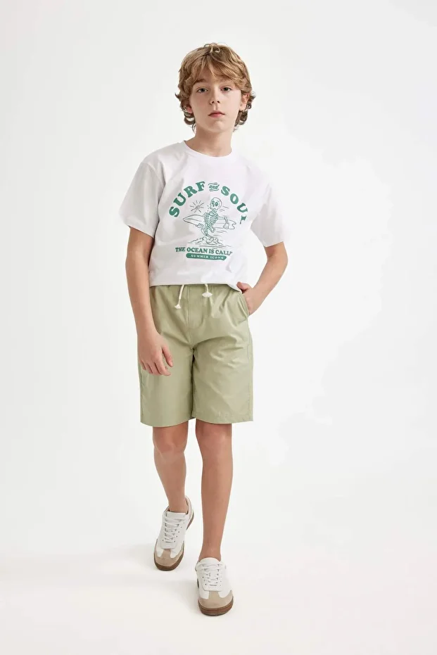 Erkek Çocuk Basic Düz Beli Lastikli Cepli Gabardin Şort C2956A824SM - 2