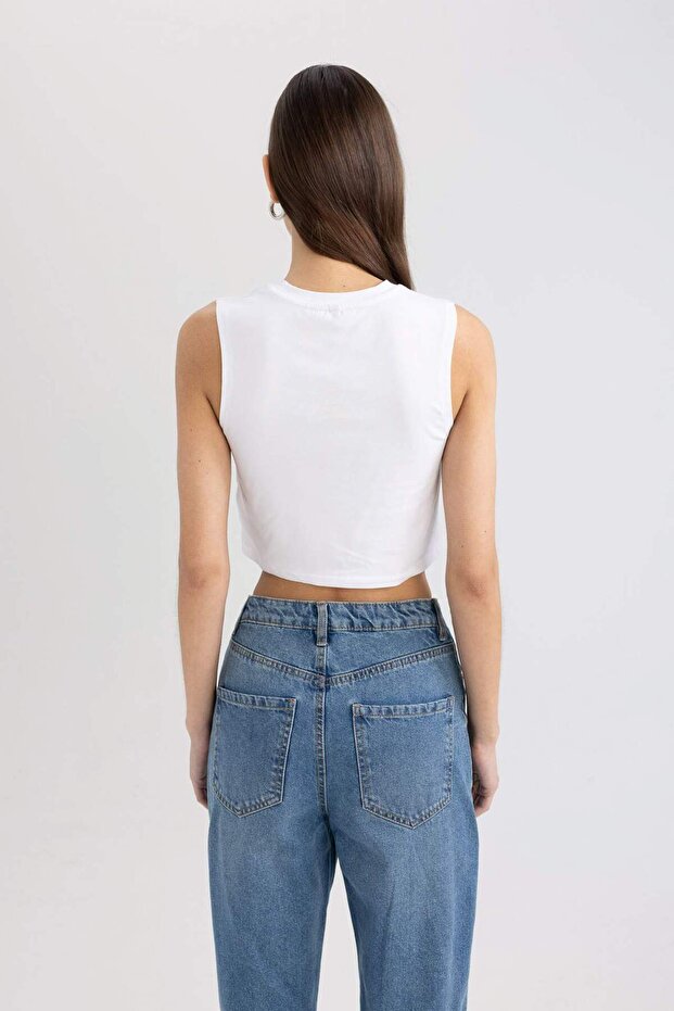 Crop Bisiklet Yaka Basic Düz Atlet C6205AX24SM - 5