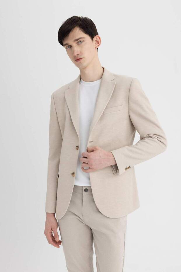Modern Fit Düğmelı Astarlı Basic Düz Blazer Ceket C5777AX24SP - 3
