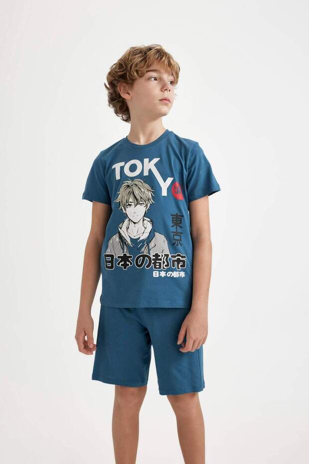 Erkek Çocuk Pijama Takımı Baskılı Kısa Kollu Üst Şort C2783A824SM - 3