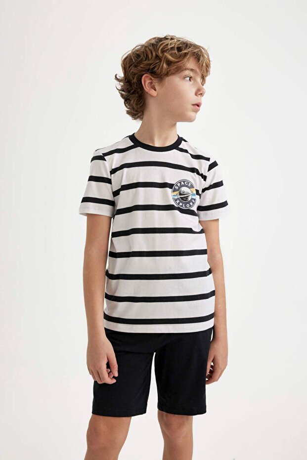 Erkek Çocuk Pijama Takımı Çizgili Kısa Kollu Üst Şort C2777A824SM - 4