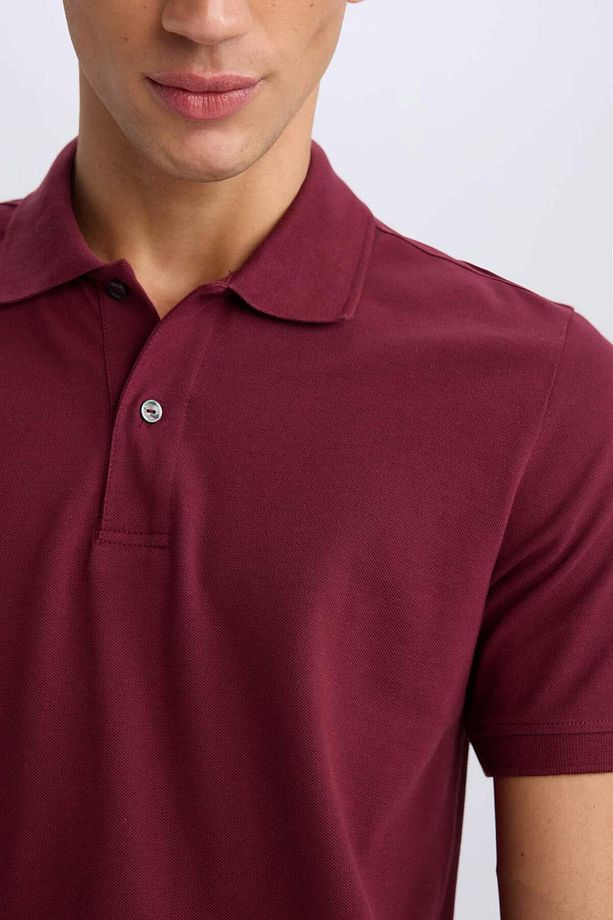 %100 Pamuk Regular Fit Polo Yaka Kısa Kollu Basic Düz Pike Kumaş Tişört C1293AX24SP - 5