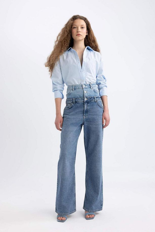 90s Wide Leg Yüksek Bel Geniş Bol Paça Uzun Jean Pantolon C5718AX24SP - 3