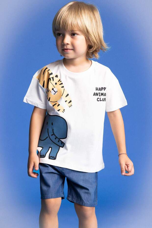 Erkek Bebek Basic Düz Beli Bağcıklı Jean Şort C2281A524SM - 2