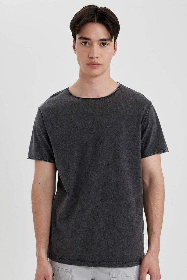 Regular Fit Bisiklet Yaka Basic Düz Kısa Kollu Tişört B3491AX24SP - 1