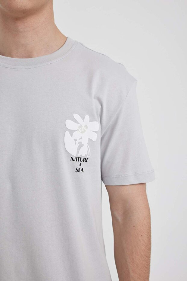 Regular Fit Bisiklet Yaka Baskılı Kısa Kollu Tişört C2083AX24SM - 3