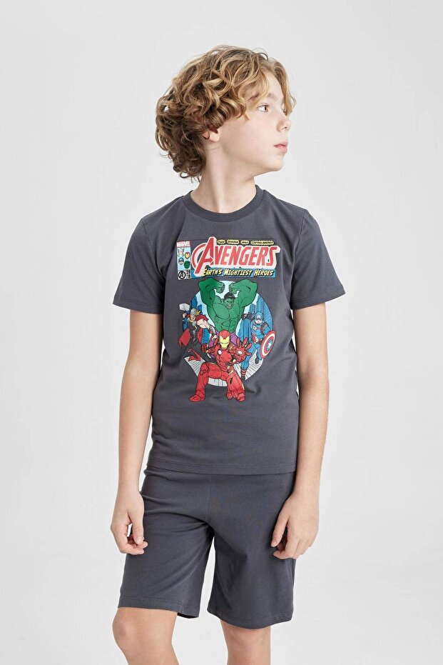 Erkek Çocuk Marvel Avengers Pijama Takımı Kısa Kollu Üst Şort C0992A824SP - 5