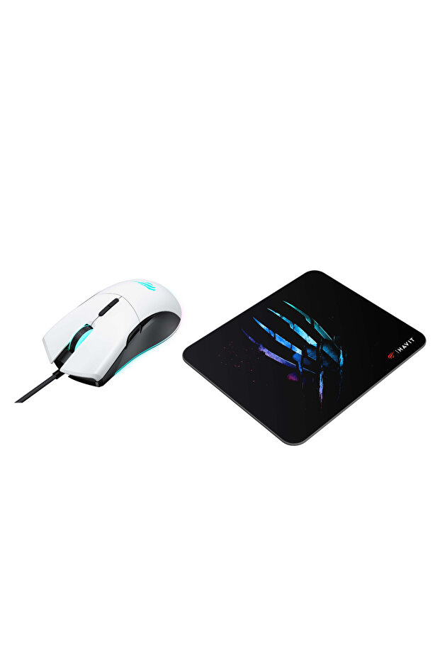 Gamenote MS1037CM Rgb Ledli Makrolu 7200Dpi Gaming Oyuncu Mouse + Mouse Pad - Beyaz - 7
