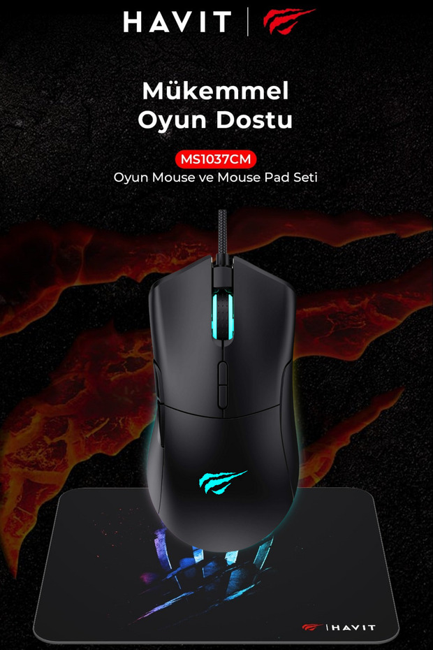Gamenote MS1037CM Rgb Ledli Makrolu 7200Dpi Gaming Oyuncu Mouse + Mouse Pad - Siyah - 2