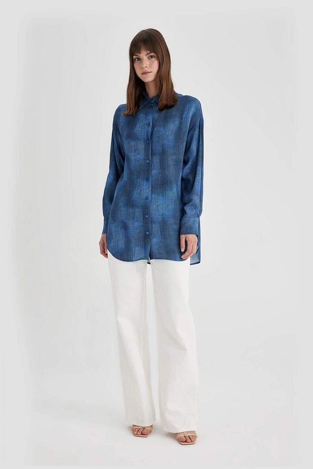 Relax Fit Desenli Uzun Kollu Gömlek Tunik C3983AX24SP - 2