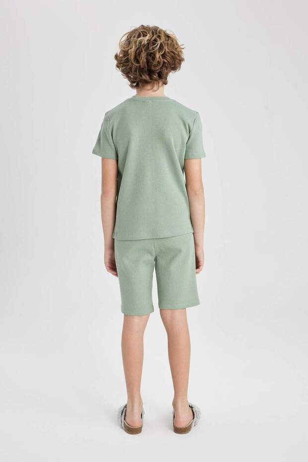 Erkek Çocuk Pijama Takımı Waffle Kısa Kollu Üst Şort C2782A824SM - 8