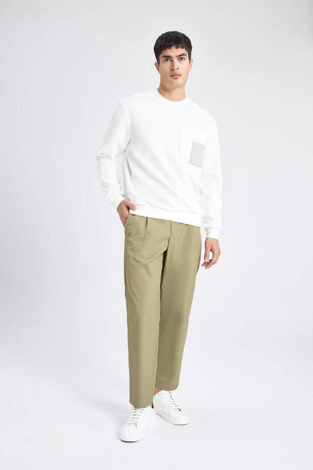 Yazlık Kumaş Pantolon Tapered Fit Normal Kesim Düz Paça Cepli B6667AX24SP - 4