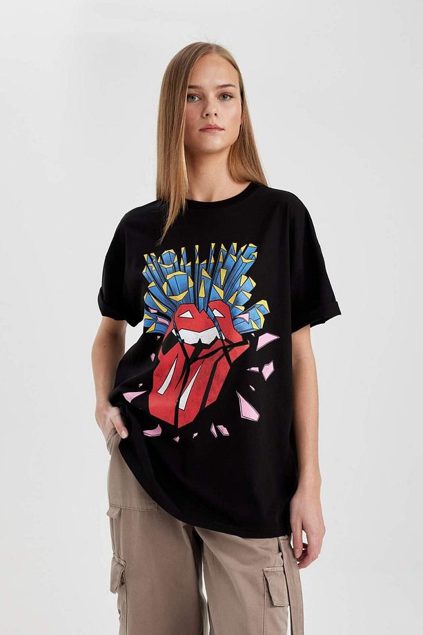 Rolling Stones Oversize Geniş Kalıp Bisiklet Yaka Kısa Kollu Tişört C3771AX24SM - 3