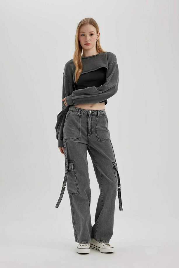 Coool Crop Yıkamalı Soluk Efektli Sweatshirt C2092AX24SP - 6