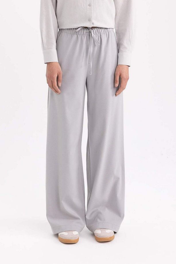 Wide Leg Geniş Paça Beli Lastikli Bağcıklı Basic Düz Palazzo Pantolon C5628AX24SP - 4