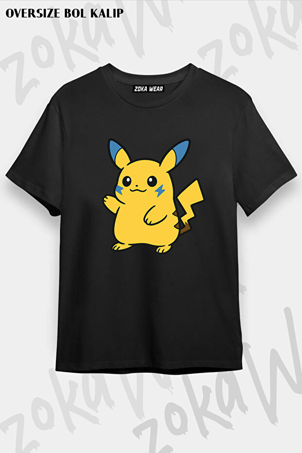 Unisex Oversized Fit Zupachu Pokemon Pikachu Special Design Printed T-shirt