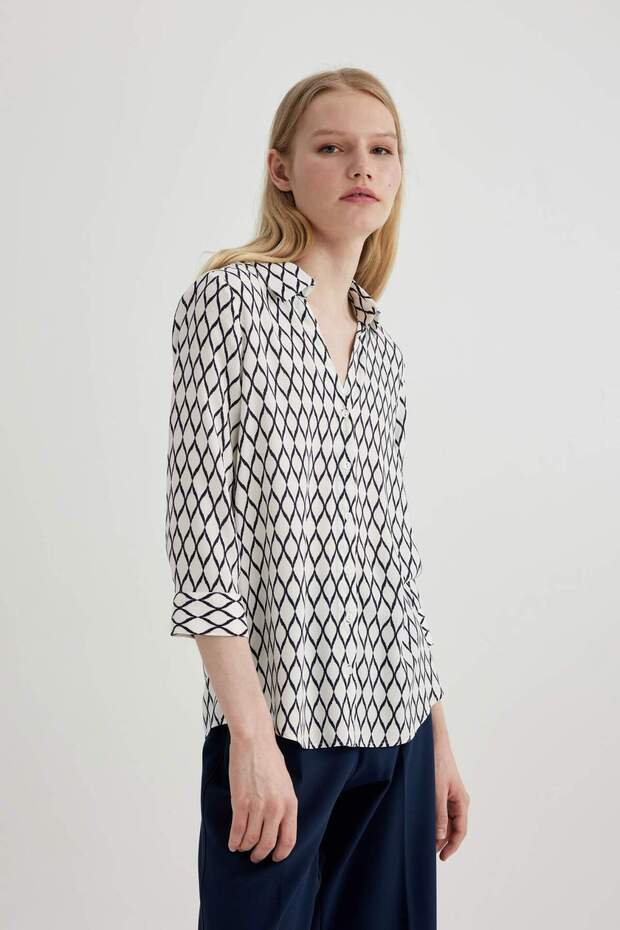 Regular Fit Uzun Kollu Desenli Gömlek K6402AZ24SP - 5