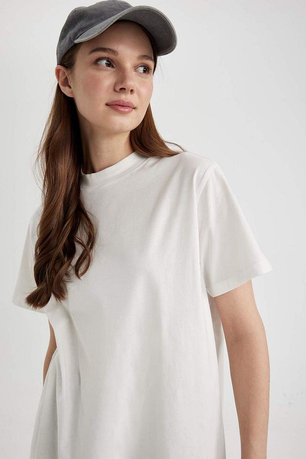 Regular Fit Bisiklet Yaka Basic Düz Kısa Kollu Siyah Tunik Tişört A8351AX24SP - 5