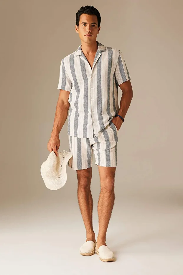 Regular Fit Keten Görünümlü Bermuda A9429AX23HS - 2
