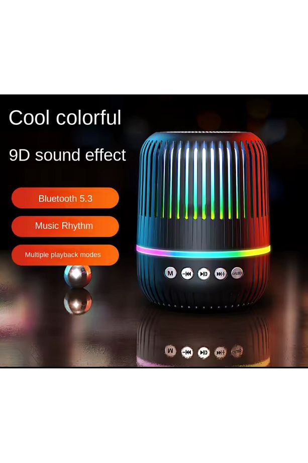 GTS-2150 Siyah Kablosuz Taşınabilir RGB Işıklı Bluetooth Hoparlör Speaker - 1