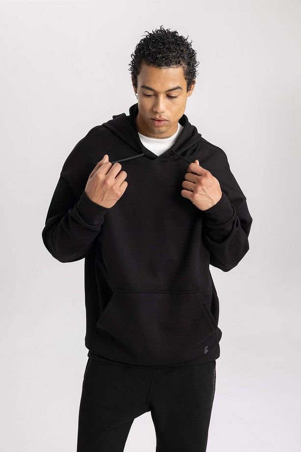 DeFactoFit Oversize Geniş Kalıp Kapüşonlu Baskılı Cepli Sporcu Sweatshirt B4770AX24SP - 4
