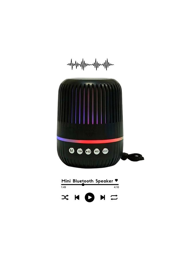 GTS-2150 Siyah Kablosuz Taşınabilir RGB Işıklı Bluetooth Hoparlör Speaker - 2