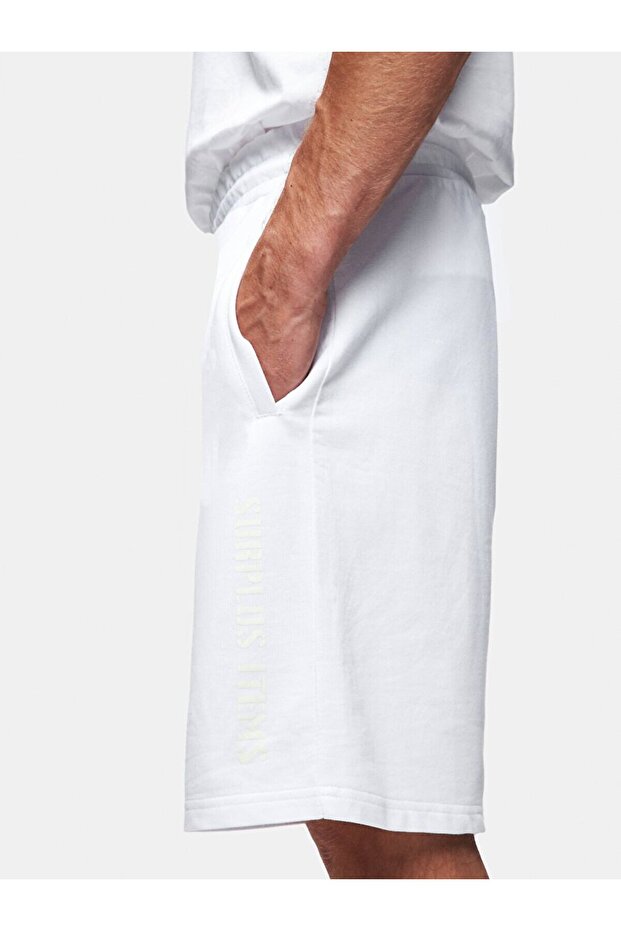 Baskılı Relaxed Mini Beyaz Şort - 5