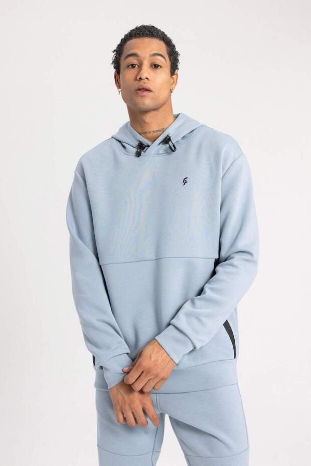 DeFactoFit Standart Fit Bisiklet Yaka Skuba Dalgıç Kumaş Sporcu Sweatshirt B4757AX24SP - 4