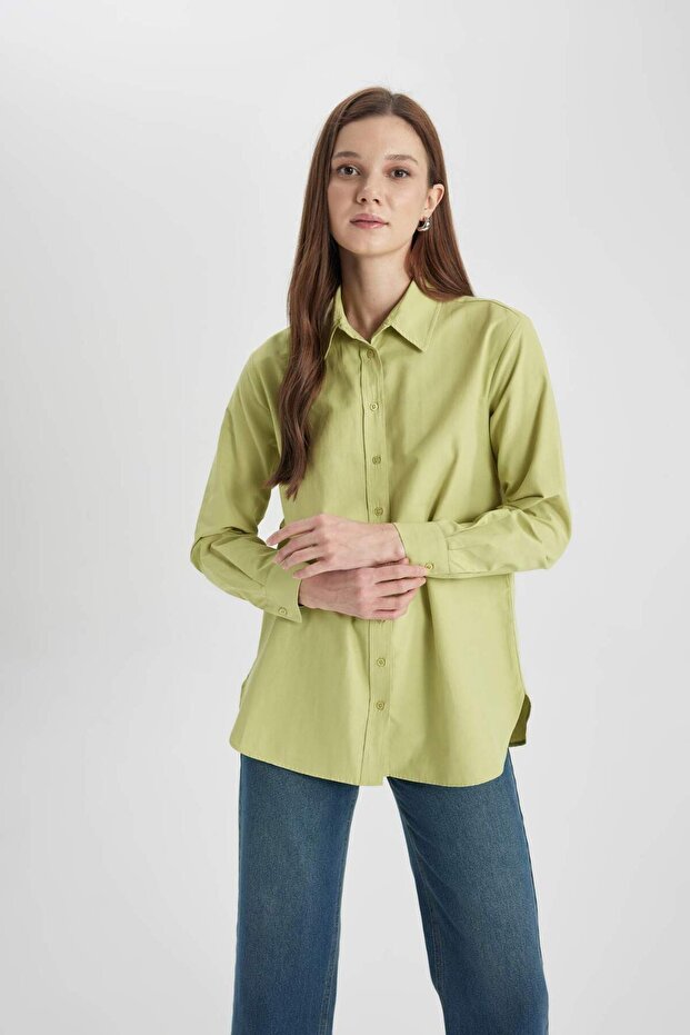 Relax Fit Poplin Uzun Kollu Gömlek Tunik B8314AX24SP - 3