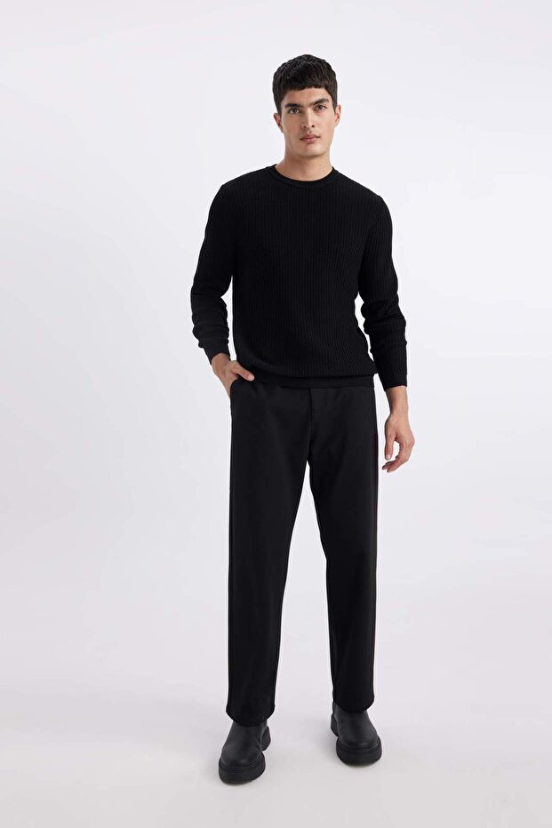 Standart Fit Normal Kesim Bisiklet Yaka Basic Düz Triko Kazak B9707AX24SP - 2