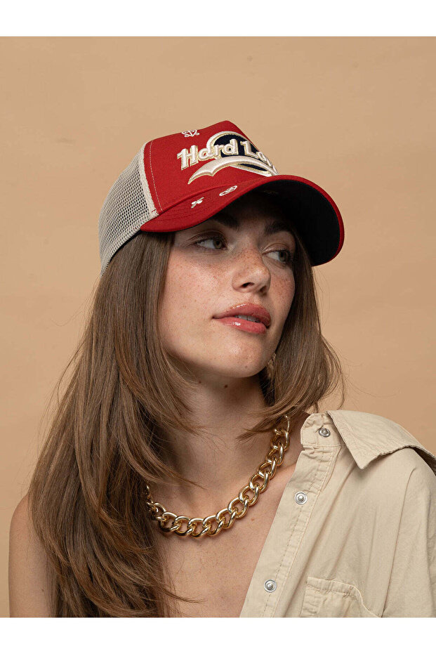 Women Men Red Hat Urban Collection Hard Love Trucker Hat