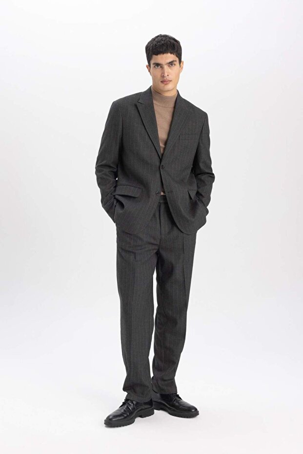 Striped Button Lined Blazer Jacket B0151Ax23Wn - 5