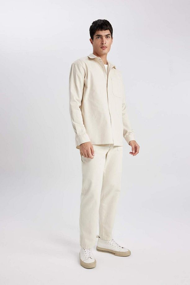 Yazlık Kanvas Pantolon Straight Fit Normal Kalıp Normal Bel Boru Paça Basic Düz Cepli B2156AX24SP - 6