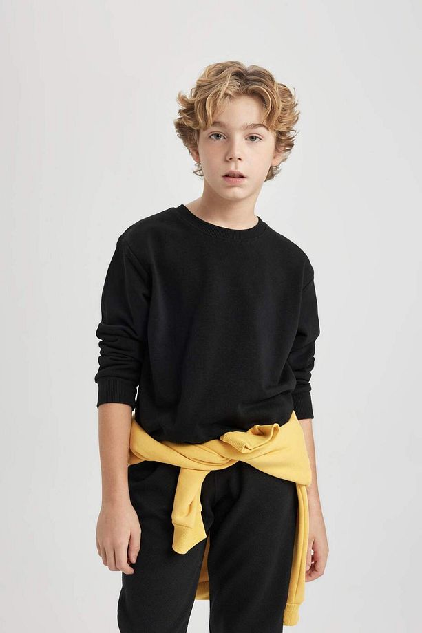 Erkek Çocuk Bisiklet Yaka Basic Düz Sweatshirt B7097A824SP - 1