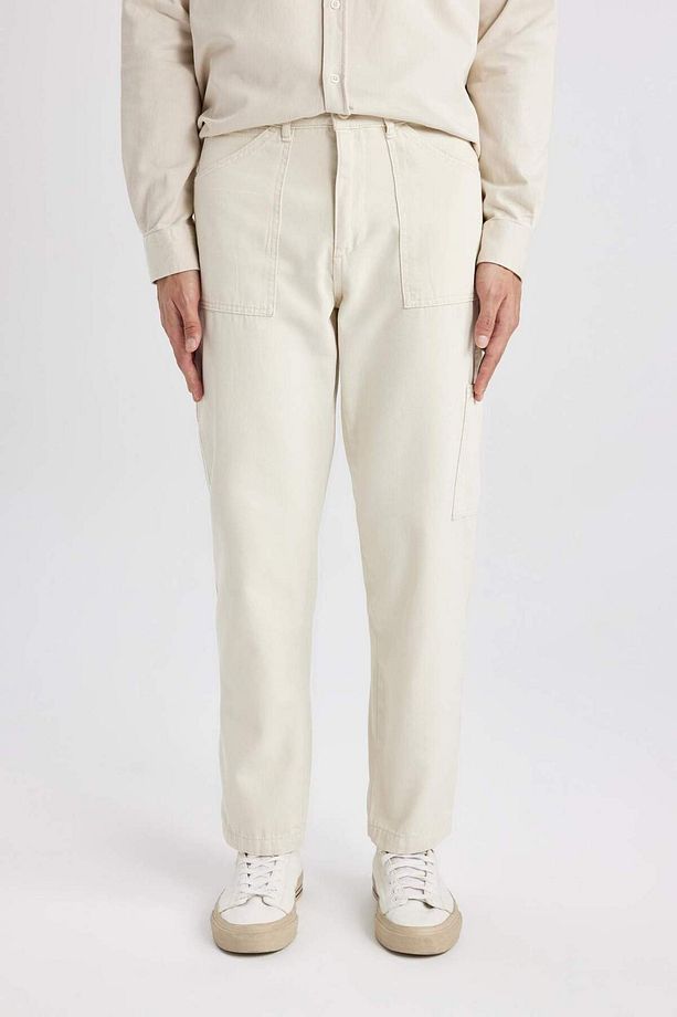 Yazlık Kanvas Pantolon Straight Fit Normal Kalıp Normal Bel Boru Paça Basic Düz Cepli B2156AX24SP - 7