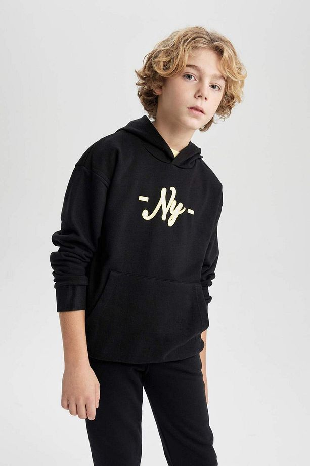 Erkek Çocuk Oversize Geniş Kalıp Kapüşonlu Sırt Baskılı Sweatshirt B6135A824SP - 5