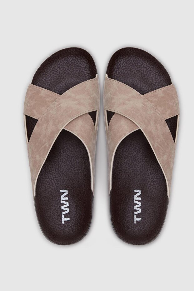 Bej Çapraz Bant Terlik - 3