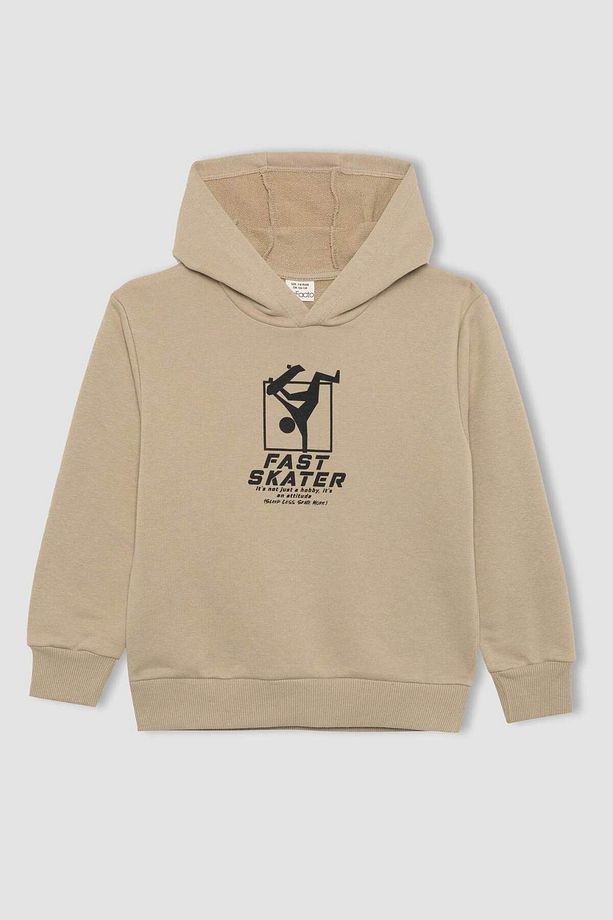 Erkek Çocuk Baskılı Kapüşonlu Kalın Sweatshirt B8998A823CW - 7