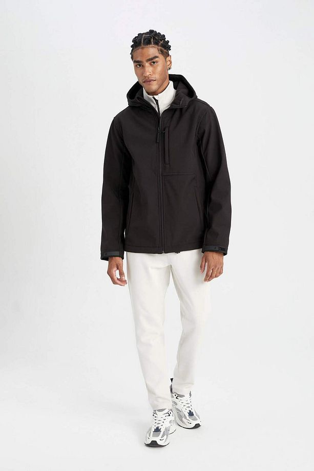 DeFactoFit Su İtici Regular Fit Kapüşonlu Fermuarlı Softshell Yağmurluk A2122AX23WN - 2