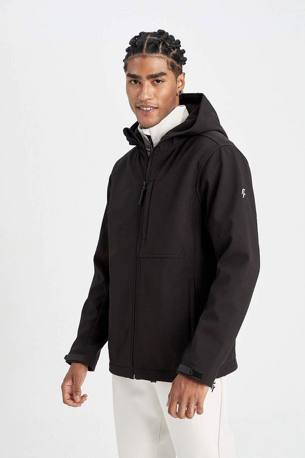 DeFactoFit Su İtici Regular Fit Kapüşonlu Fermuarlı Softshell Yağmurluk A2122AX23WN - 4
