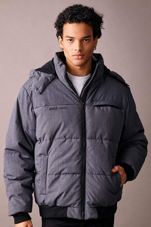 Removable Hood down Coat with Zipper Pocket Fleece Lined A2559Ax23Wn