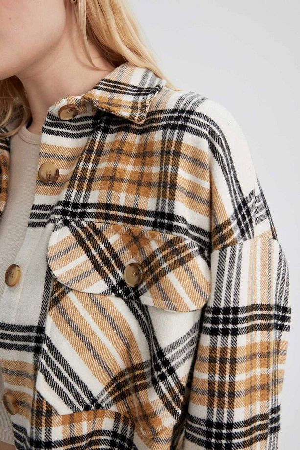 Oversize Geniş Kalıp Gömlek Yaka Flanel Uzun Kollu Tunik S0420AZ23AU - 5