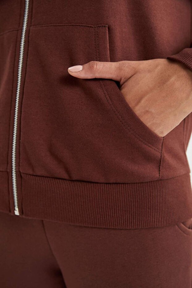 Regular Fit Kapüşonlu Fermuarlı Basic Sweatshirt V2711AZ23AU - 6